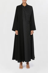 Tie Closure and Tasseled Highlights Black Abaya ED2203