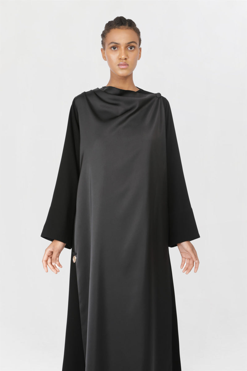 Over Wrap Front Closure Black Abaya ED2205