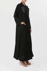 Front Flap Silk Pockets Black Abaya ED2204