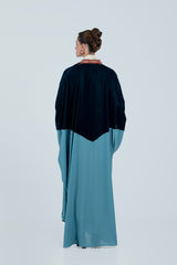 DCV2527-PETROLEUM BLUE Naqshat Al Nada Abaya - Limited Edition