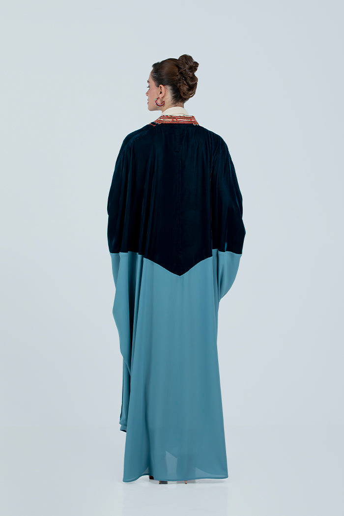 DCV2527-PETROLEUM BLUE Naqshat Al Nada Abaya - Limited Edition