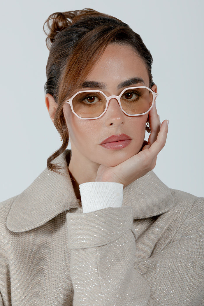 SUNGLASSES OCTAGONAL - SHINY LIGHT PINK