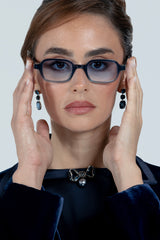 SUNGLASSES  RECTANGULAR II - DARK BLUE WITH LIGHT BLUE