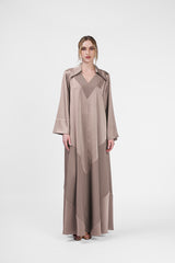 RMDJL2401  جلابية مارون ميستيك مصنوعة من الكريب الحرير 