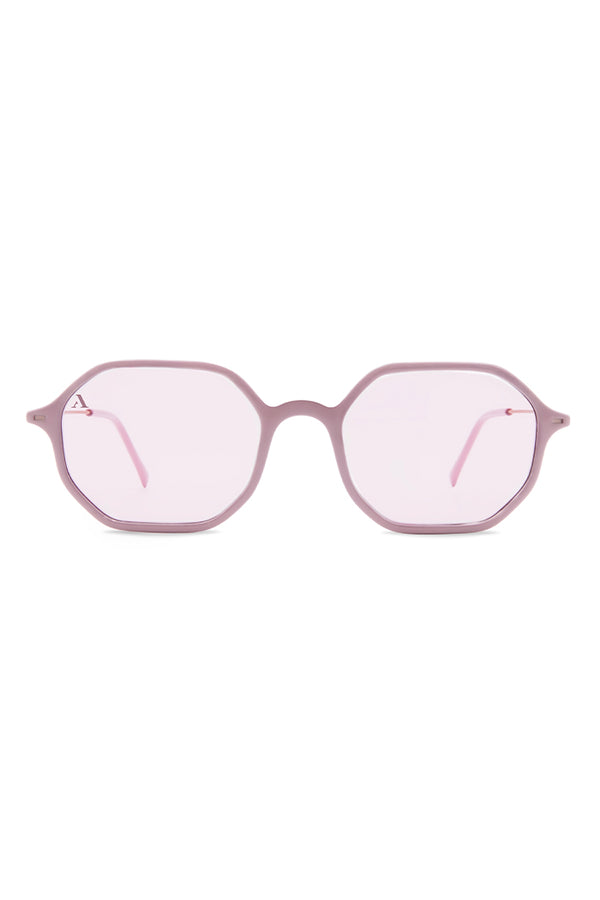 SUNGLASSES  OCTAGONAL -  SHINY PASTEL PINK