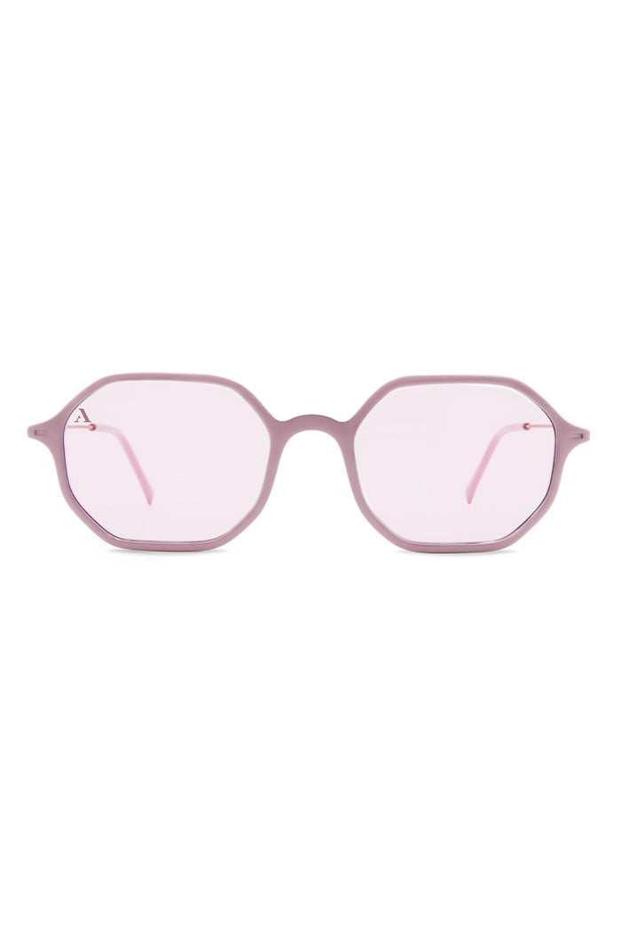 SUNGLASSES  OCTAGONAL -  SHINY PASTEL PINK