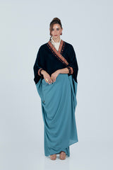 DCV2527-PETROLEUM BLUE Naqshat Al Nada Abaya - Limited Edition