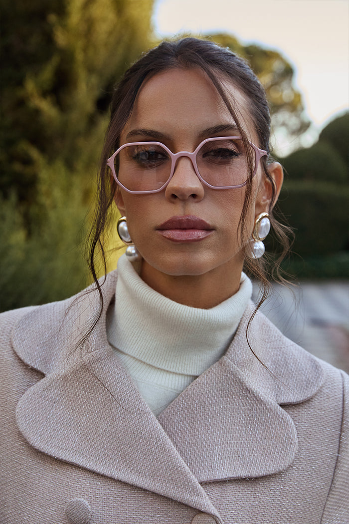 SUNGLASSES  OCTAGONAL -  SHINY PASTEL PINK