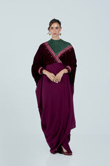 DCV2527-MAROON Naqshat Al Nada Abaya - Limited Edition