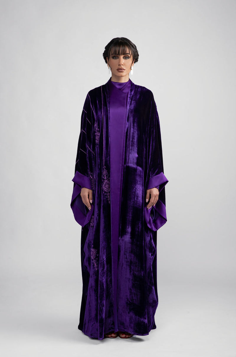 DCV2311 Lavender Elegance Purple Velvet abaya