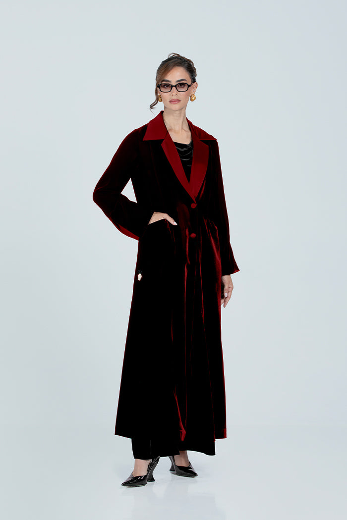 DCV2520 The Regal Silhouette Velvet Coat