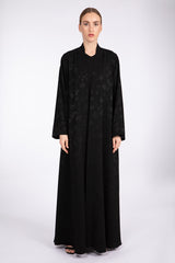 عباءة أنيقة بتصميم من القماش المركب بنقشة تجريدية باللون الأسودRTW2303 