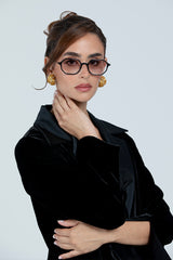 SUNGLASSES OCTAGONAL - SHINY BLACK