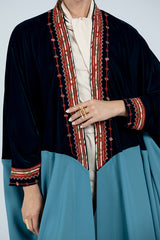 DCV2527-PETROLEUM BLUE Naqshat Al Nada Abaya - Limited Edition