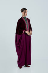 DCV2527-MAROON Naqshat Al Nada Abaya - Limited Edition