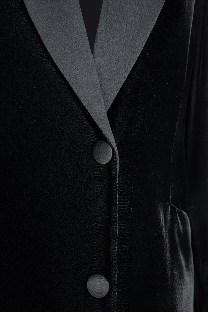 DCV2520 The Regal Silhouette Velvet Coat