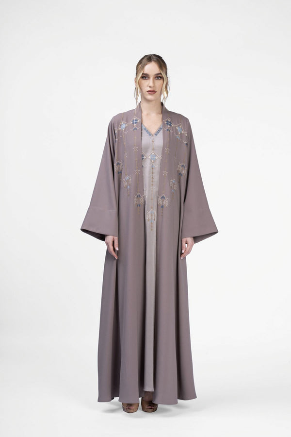 RMDJK2401-BG Heritage Bloom Handcrafted Silk Abaya