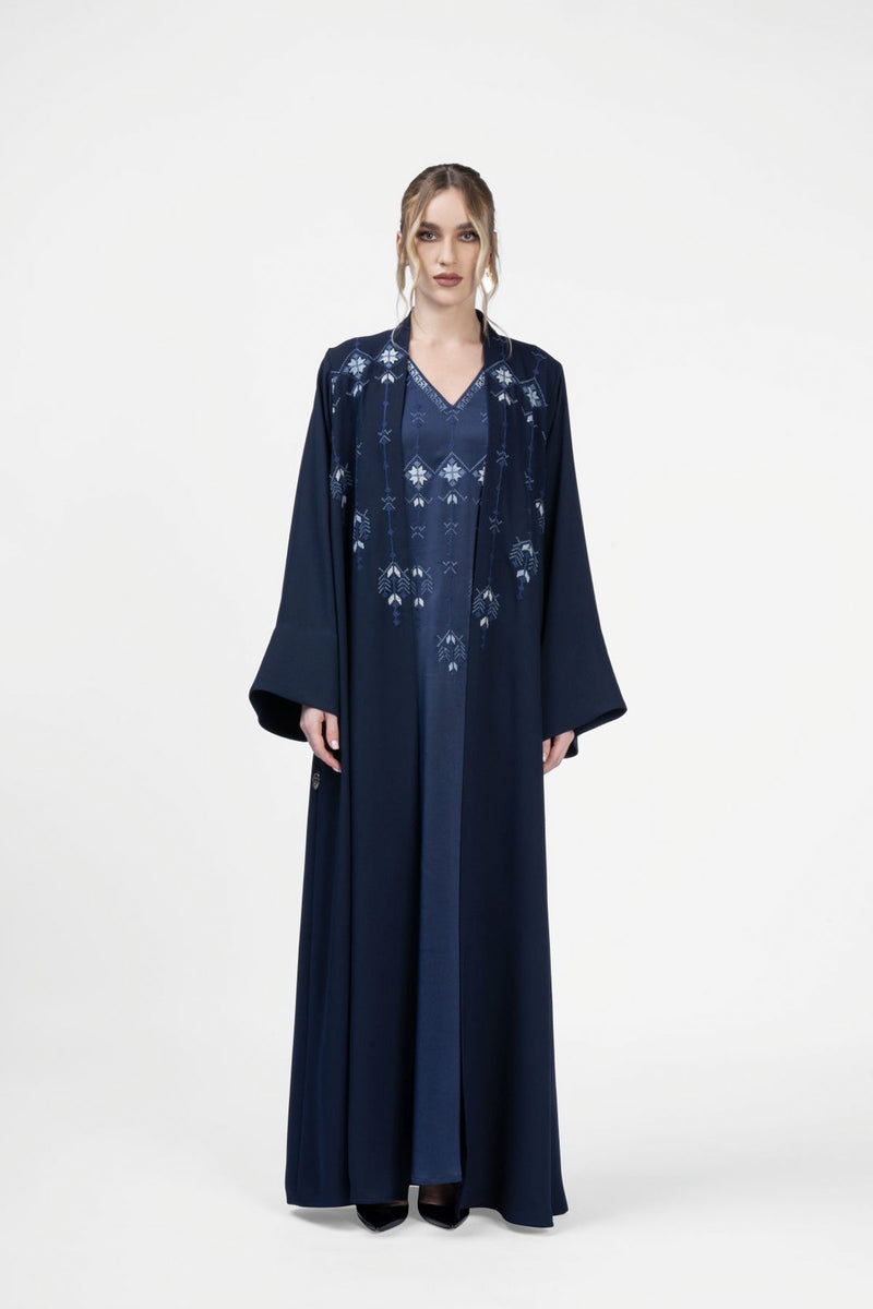 RMDJK2401-BL Starry Night Navy Crepe Silk Abaya