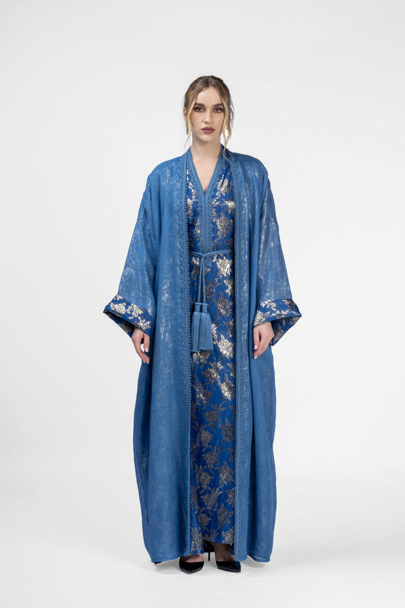 RMDB2401-BL Royal Majesty Kimono Abaya- Full set