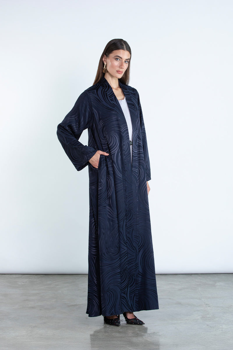 RTWS2503-BL  SAHAR Textured Everyday Abaya