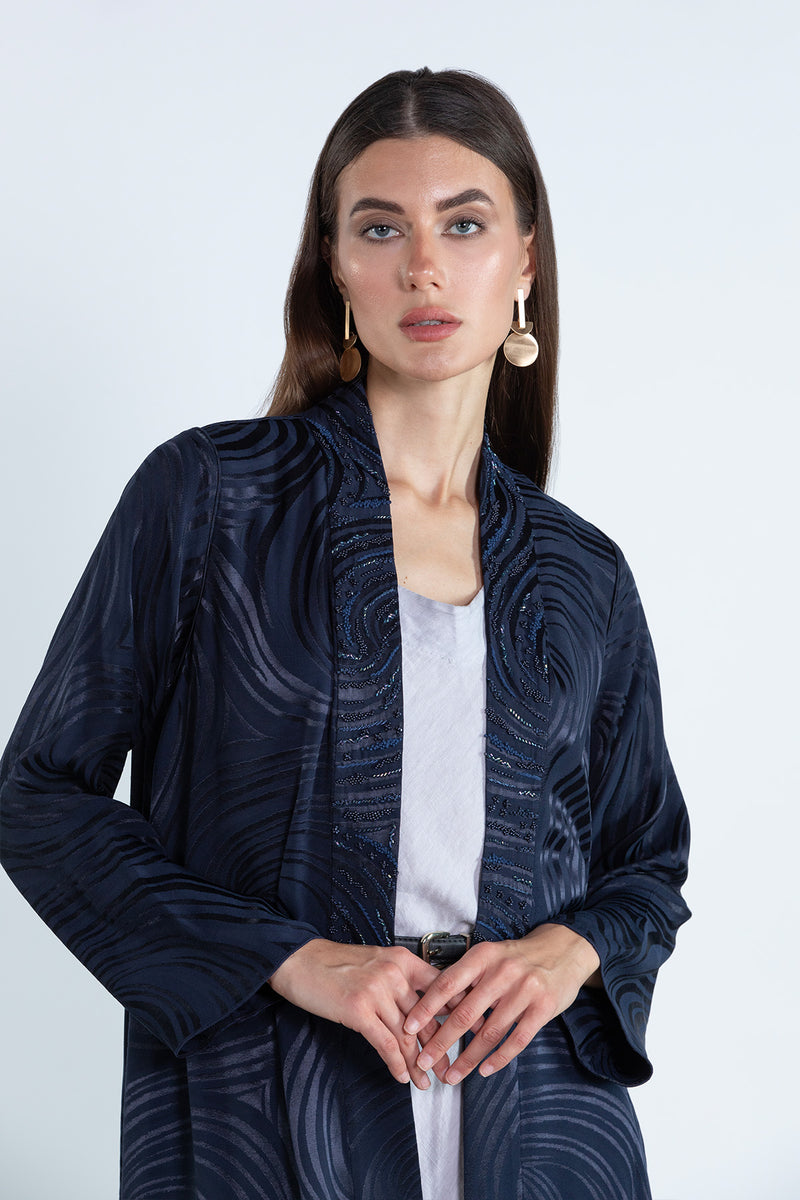 RTWS2503-BL  SAHAR Textured Everyday Abaya
