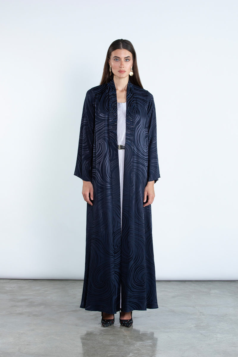 RTWS2503-BL  SAHAR Textured Everyday Abaya