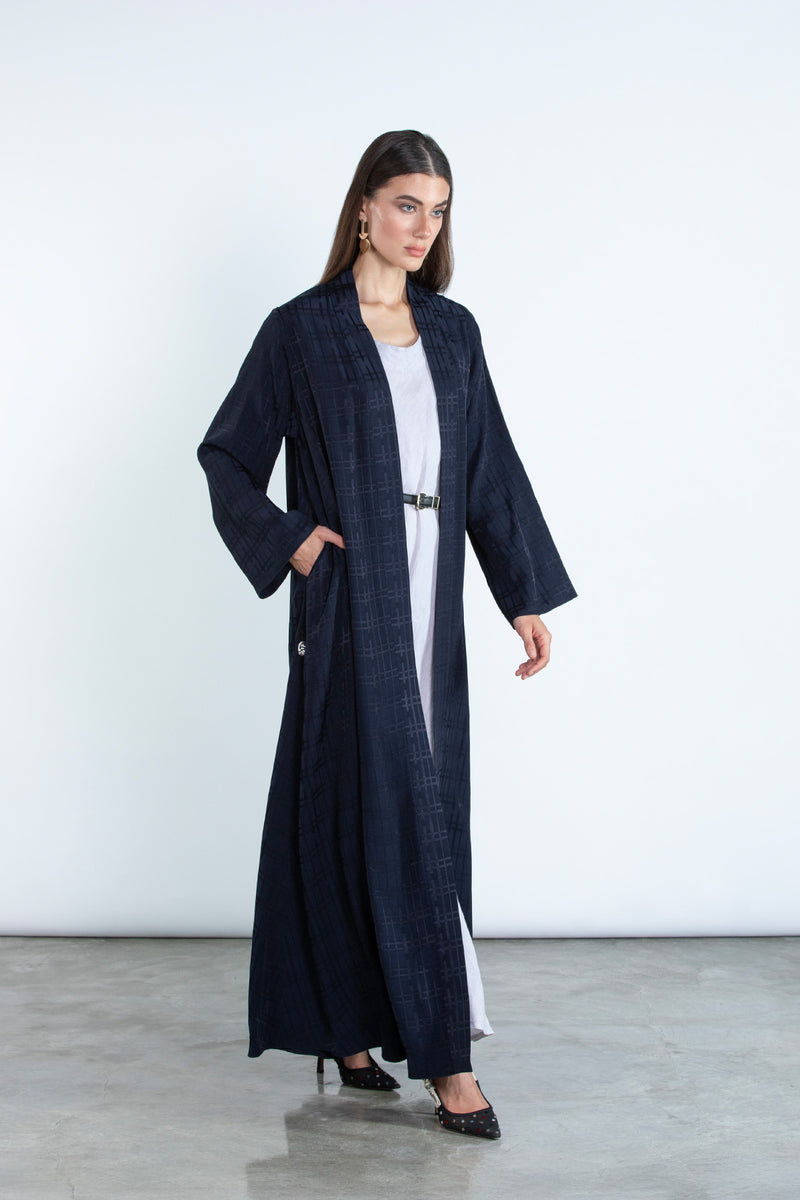 RTWS2501-BL AURA Textured Everyday Abaya with Hidden Detail