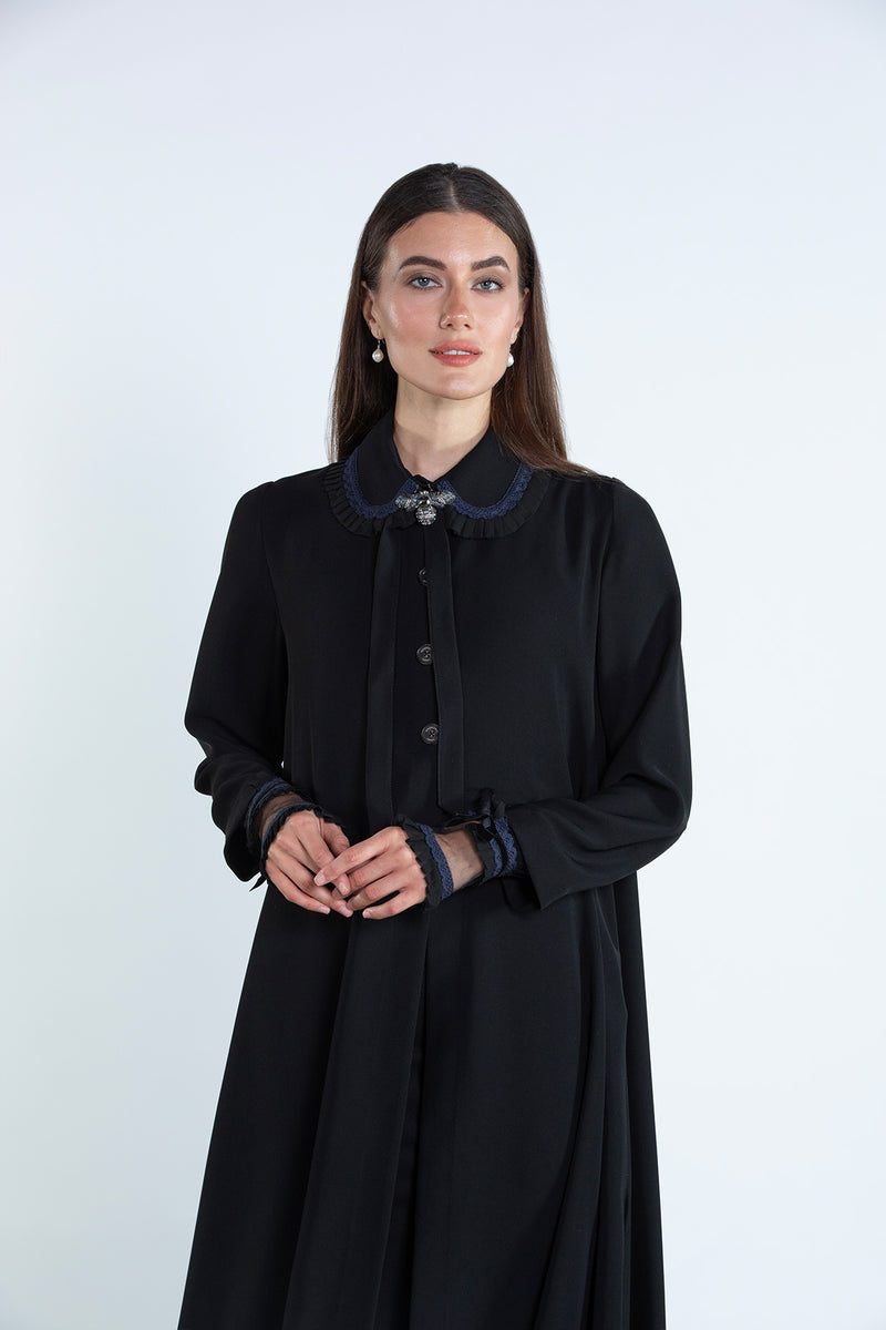 SM2501 Moonlight Abaya with Detachable Collar & Cuff Set Elegance in motion