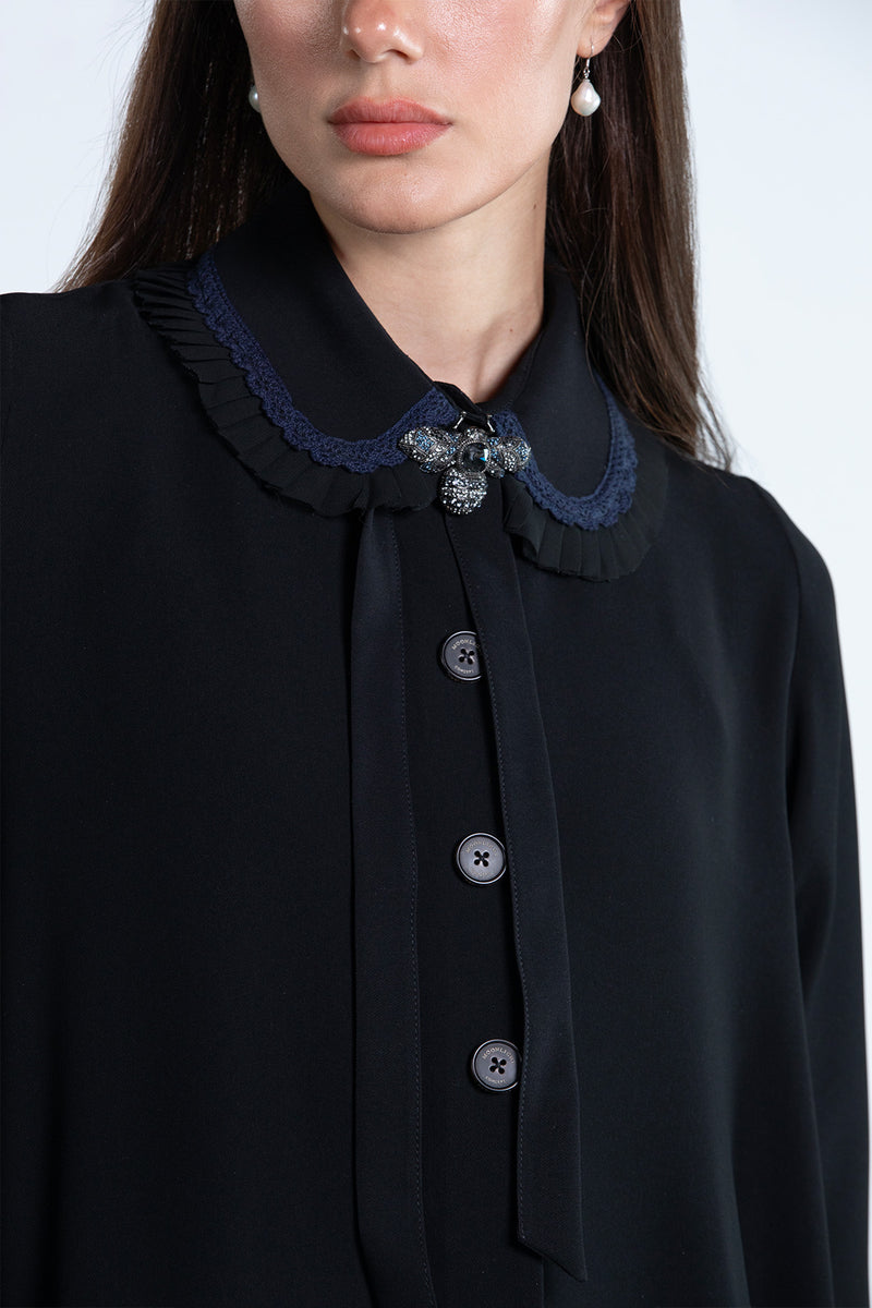 SM2501 Moonlight Abaya with Detachable Collar & Cuff Set Elegance in motion