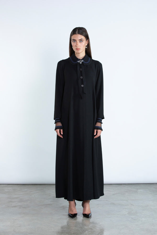 SM2501 Moonlight Abaya with Detachable Collar & Cuff Set Elegance in motion