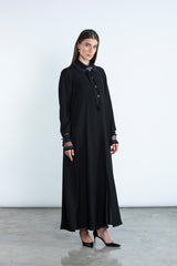 SM2501 Moonlight Abaya with Detachable Collar & Cuff Set Elegance in motion