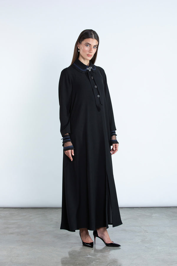 SM2501 Moonlight Abaya with Detachable Collar & Cuff Set Elegance in motion
