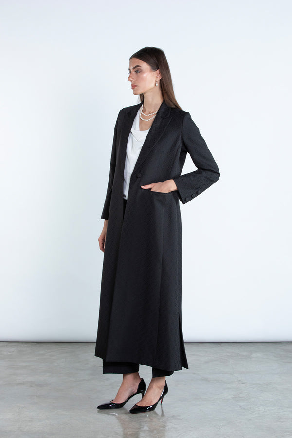 SM2508  Tailored Jacquard Suit Set with Matching Trousers and headscarf