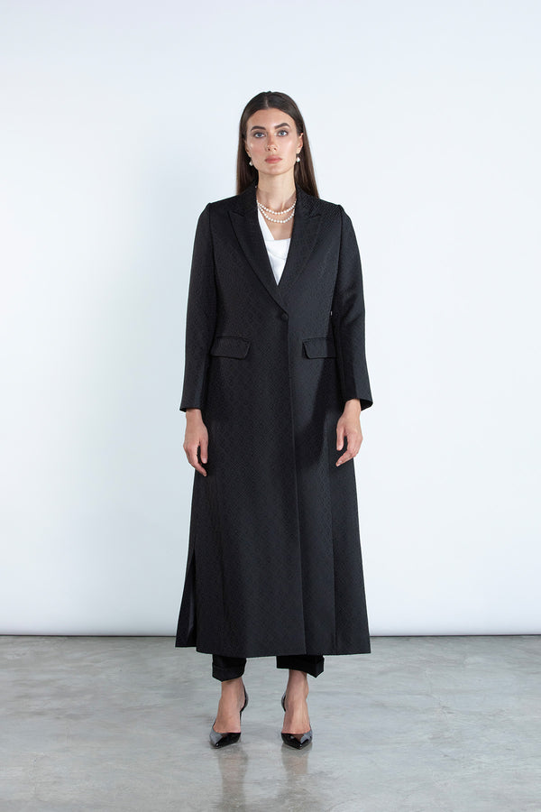 SM2508  Tailored Jacquard Suit Set with Matching Trousers and headscarf