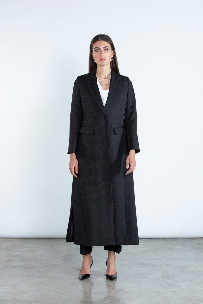 SM2508  Tailored Jacquard Suit Set with Matching Trousers and headscarf