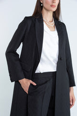 SM2508  Tailored Jacquard Suit Set with Matching Trousers and headscarf