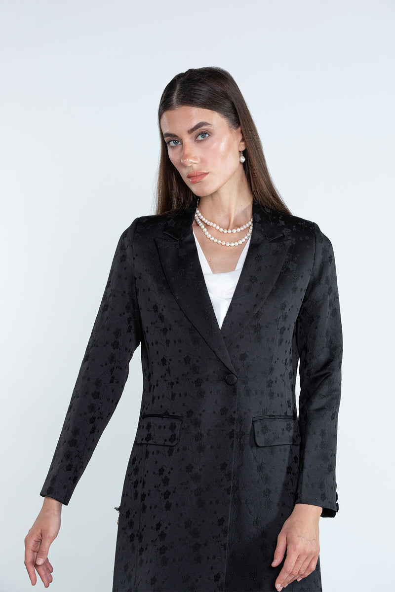 SM2509 Jacquard Suit Set with Floral Inspired Texture
