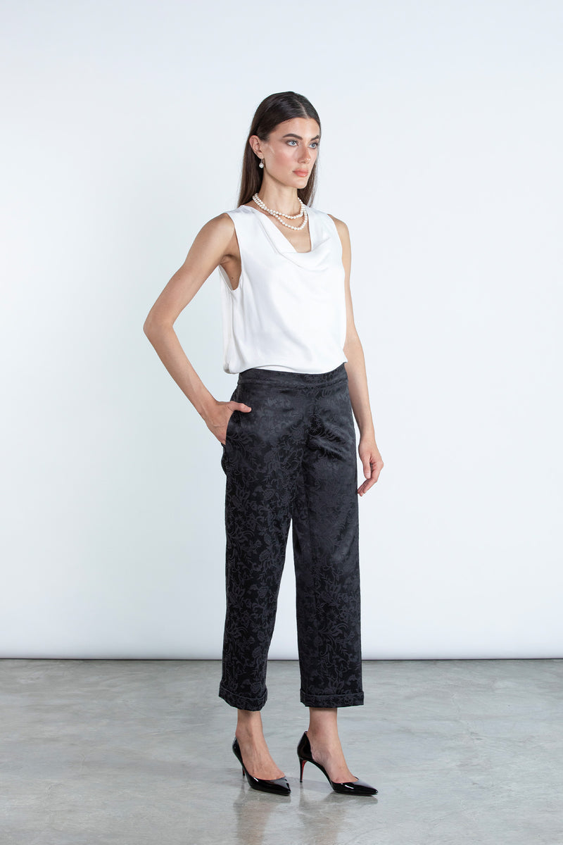SM2504 - BLACK Modest Suit Set with Jacquard Finish