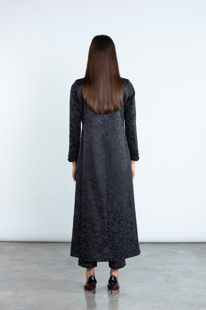 SM2504 - BLACK Modest Suit Set with Jacquard Finish