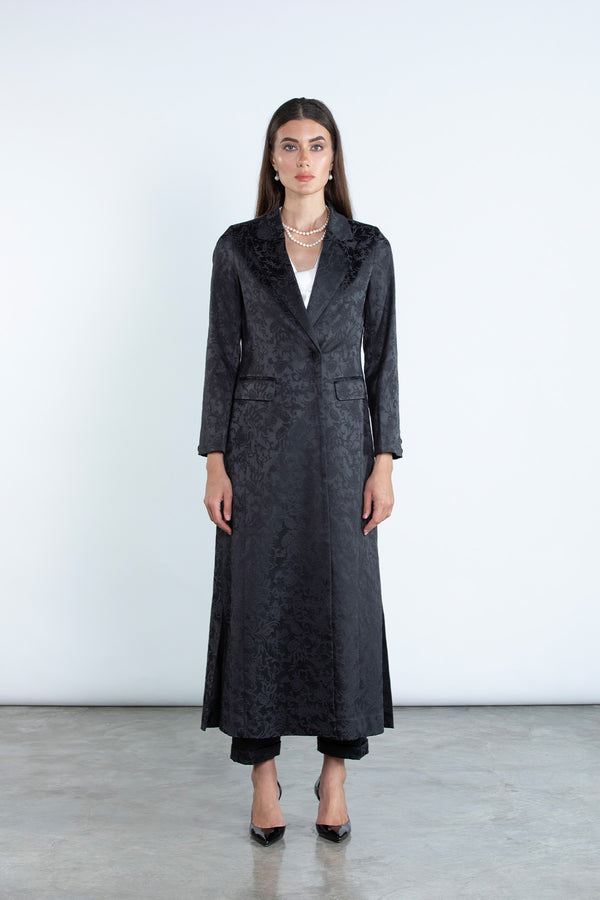 SM2504 - BLACK Modest Suit Set with Jacquard Finish