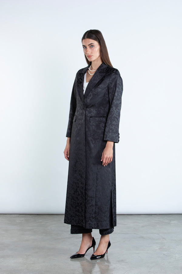 SM2504 - BLACK Modest Suit Set with Jacquard Finish
