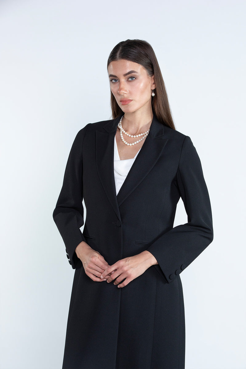 Chic black  full length blazer and trousers suit DC2007