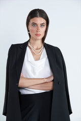 Chic black  full length blazer and trousers suit DC2007