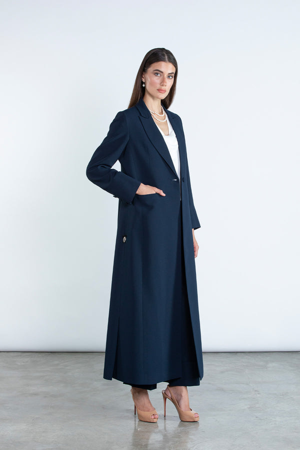 Chic Navy Blue  Full Length Blazer and Trousers Suit DC2007