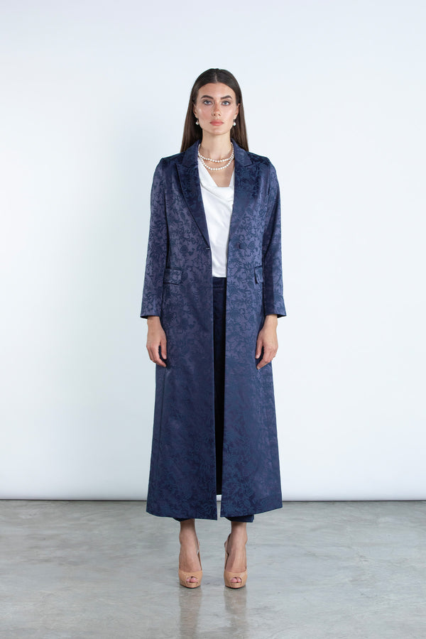 SM2504 - BLUE Modest Suit Set with Jacquard Finish