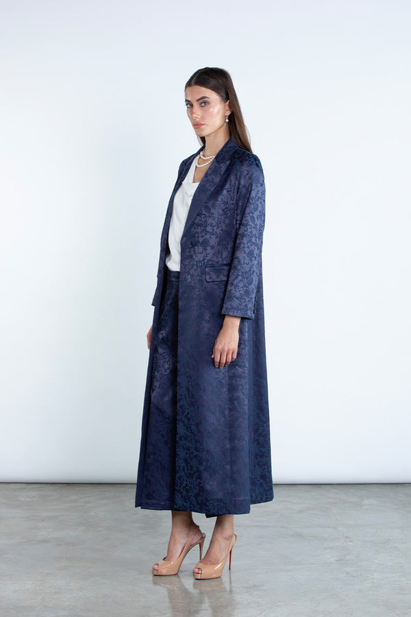 SM2504 - BLUE Modest Suit Set with Jacquard Finish