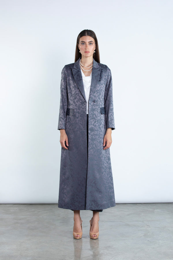 SM2504 - GREY Modest Suit Set with Jacquard Finish