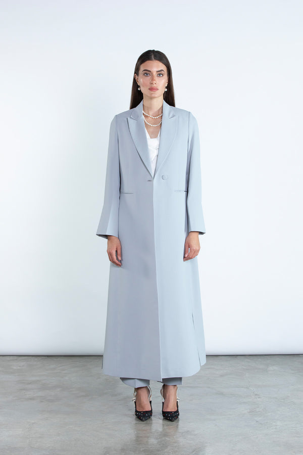 Chic Silver Gray Full Length Blazer and Trousers Suit DC2007