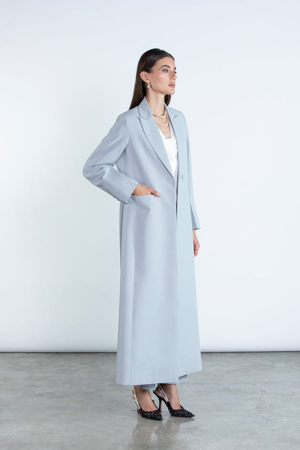 Chic Silver Gray Full Length Blazer and Trousers Suit DC2007