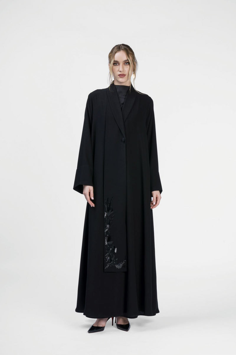 RMD2410-HW Graceful Shawl Collar Crepe Abaya